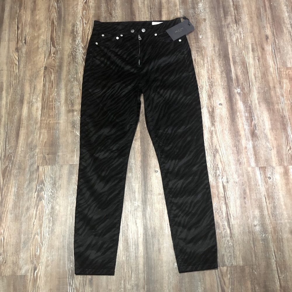 Rag & Bone Jeans Women's 26 Nina High Rise Ankle Skinny  Zebra Stripe NWT